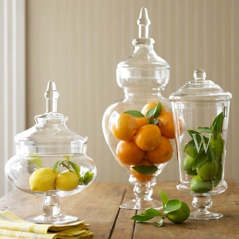 These are from Williams Sonoma. You can find glass vases and jars in most home ware shops. 