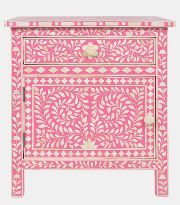 Large bedside in floral pink | Fenton and Fenton $1090