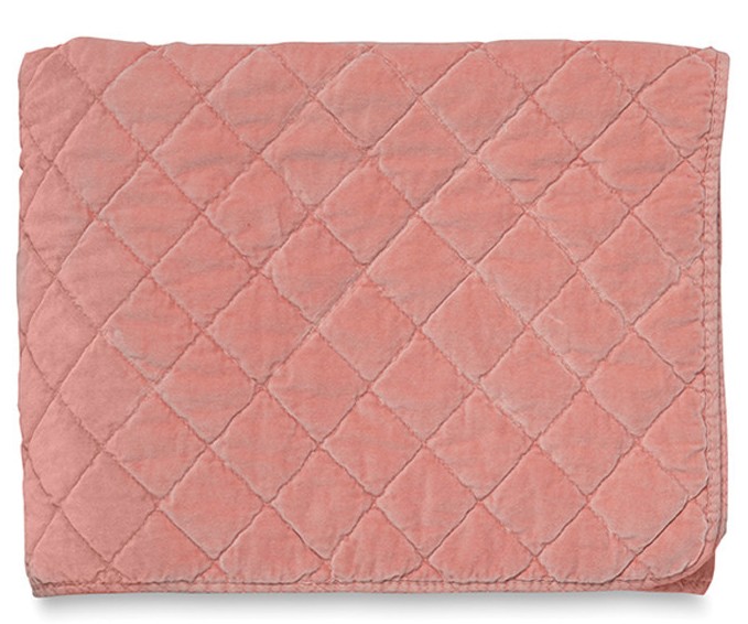 Rose washed velvet quilted throw | Citta Design