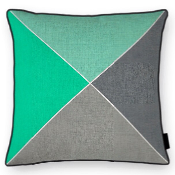 Green and Grey Geo on Linen | I Love Linen