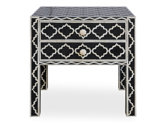 Large black Moroccan bone inlay bedside | Zohi Interiors $995