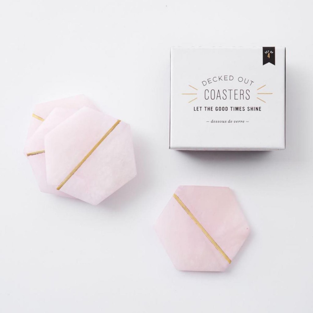 Decked out pink stone coasters | West Elm