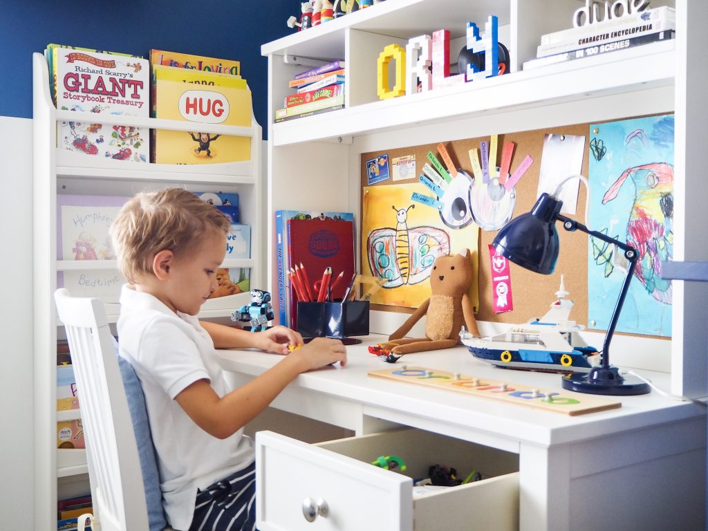 Creating a stylish study space with Mum Little Loves and Pottery Barn Kids.